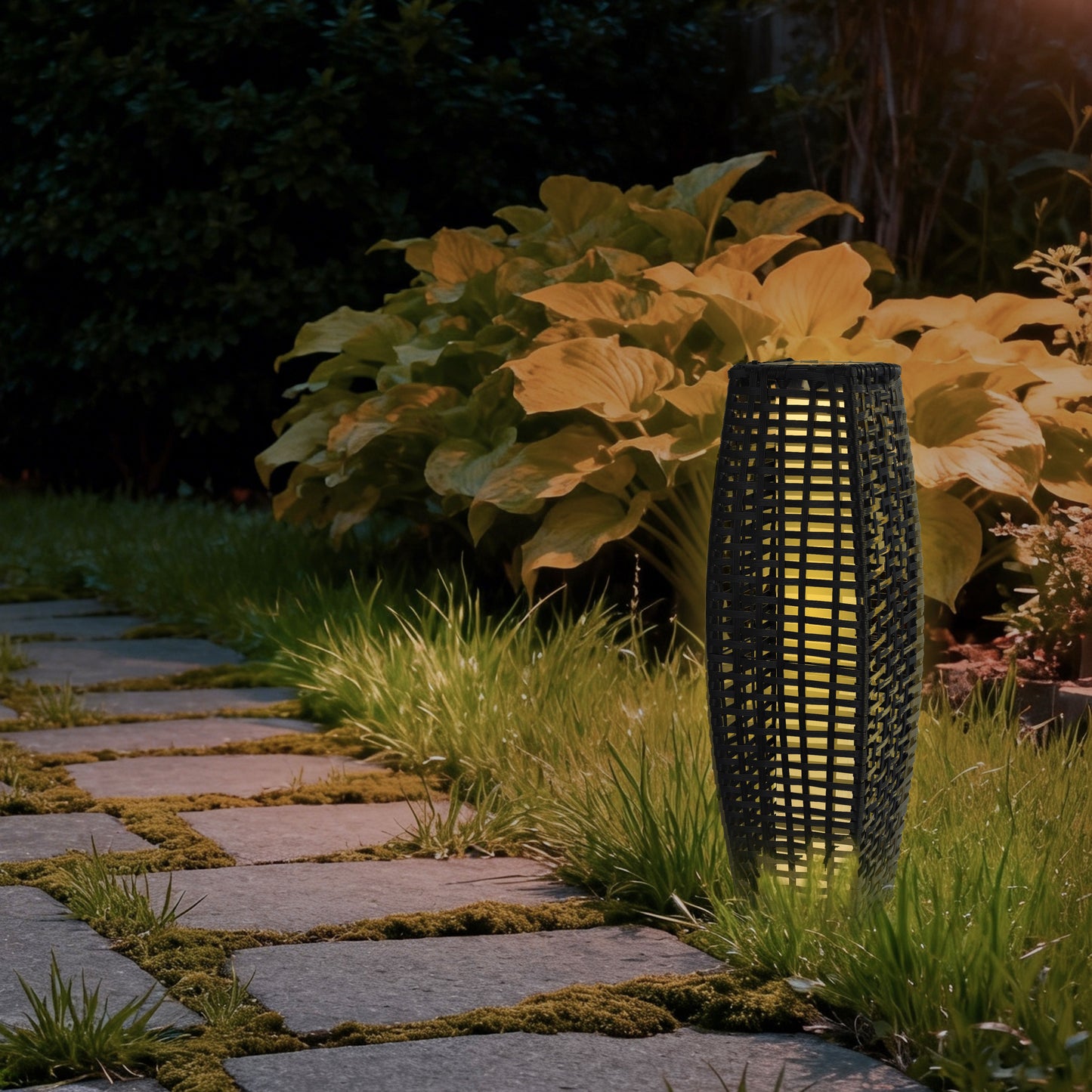 Outdoor Hikari Bamboo-Style Solar Floor Lamp