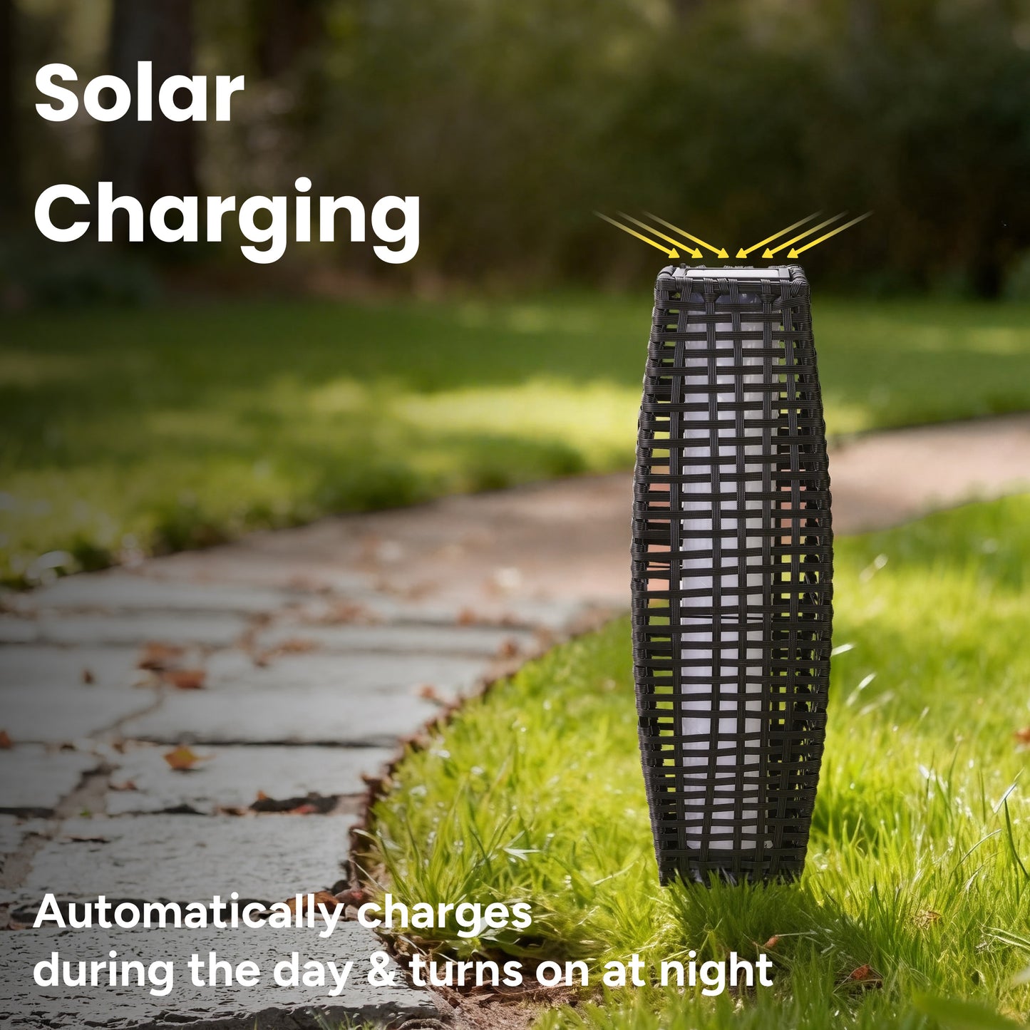 Outdoor Hikari Bamboo-Style Solar Floor Lamp