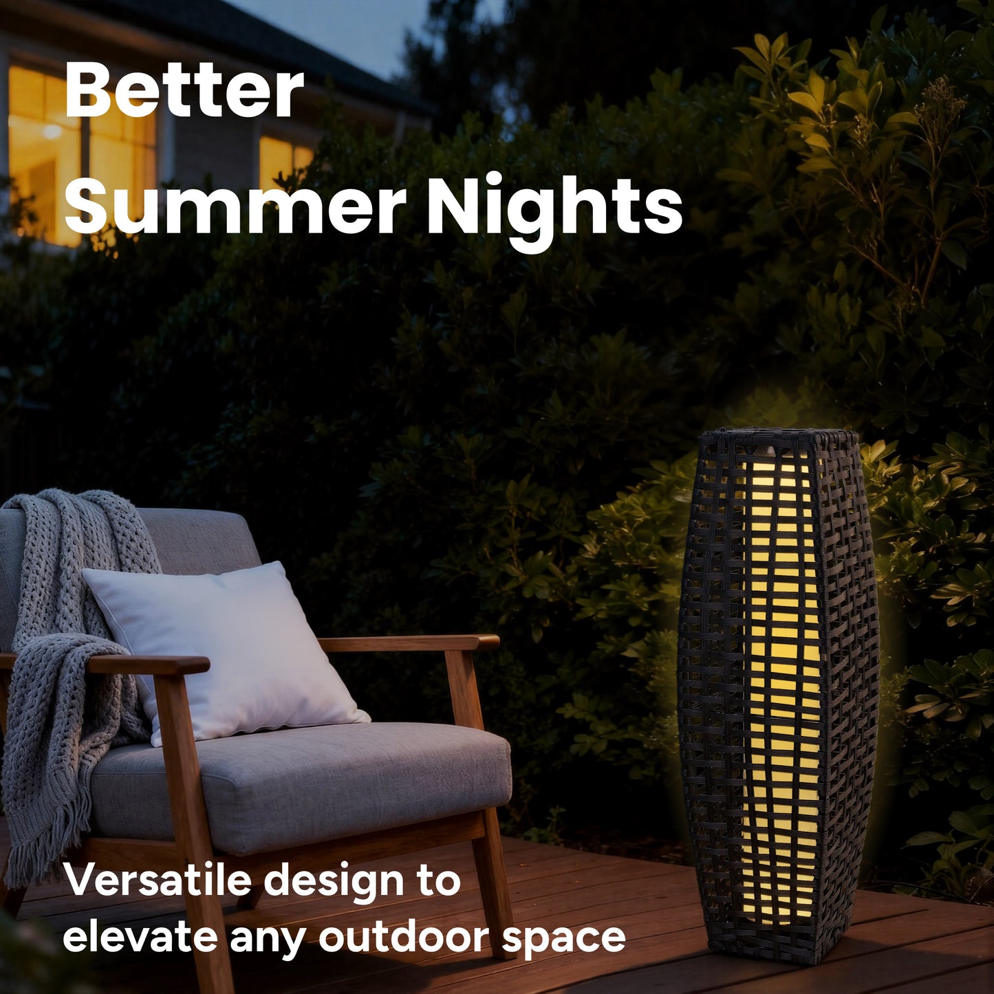Outdoor Hikari Bamboo-Style Solar Floor Lamp