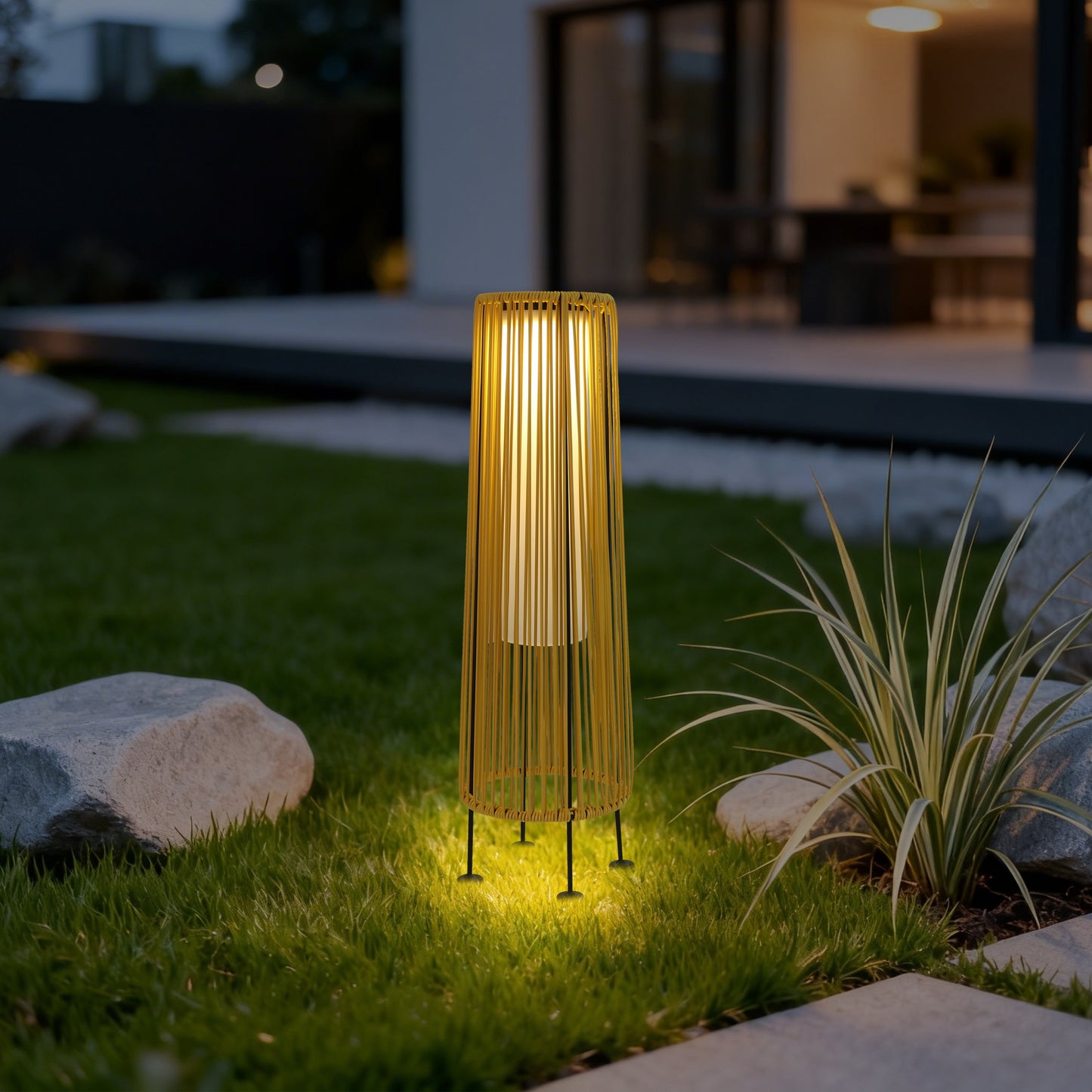 Indoor Outdoor Solar Takumi Bamboo-Style Floor Lamp