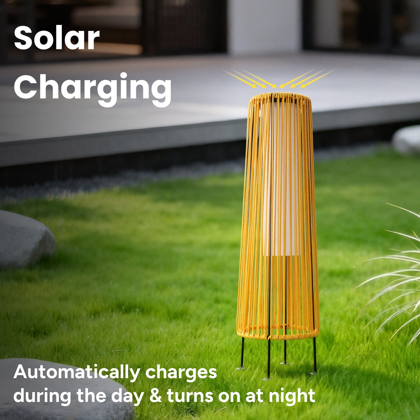 Indoor Outdoor Solar Takumi Bamboo-Style Floor Lamp