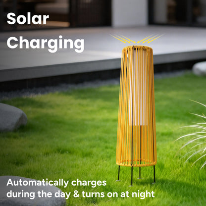 Indoor Outdoor Solar Takumi Bamboo-Style Floor Lamp