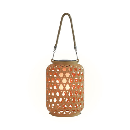 Outdoor Solar Rattan-Style LED Lantern with Handle