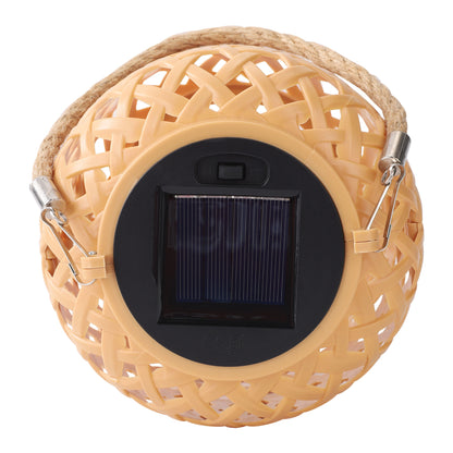 Outdoor Solar Rattan-Style LED Lantern with Handle