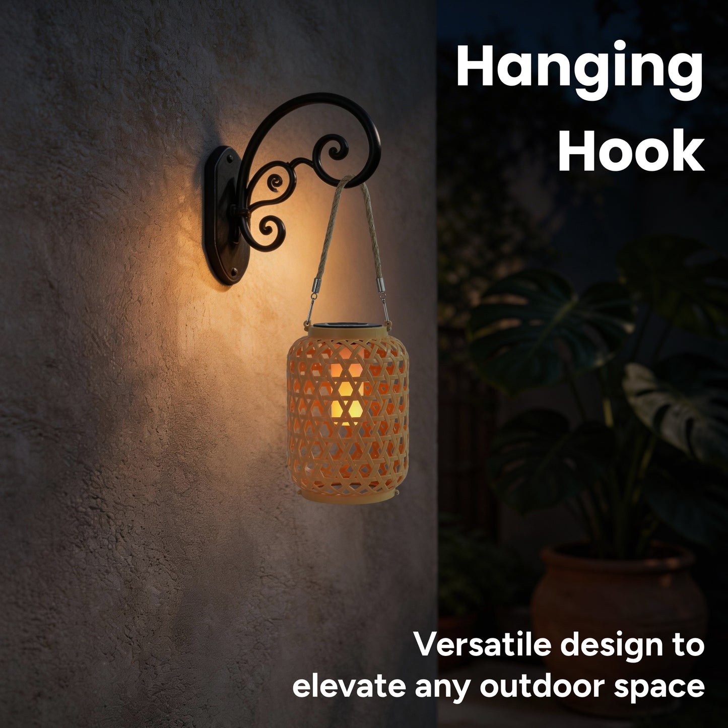Outdoor Solar Rattan-Style LED Lantern with Handle