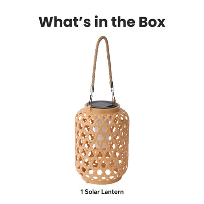 Outdoor Solar Rattan-Style LED Lantern with Handle