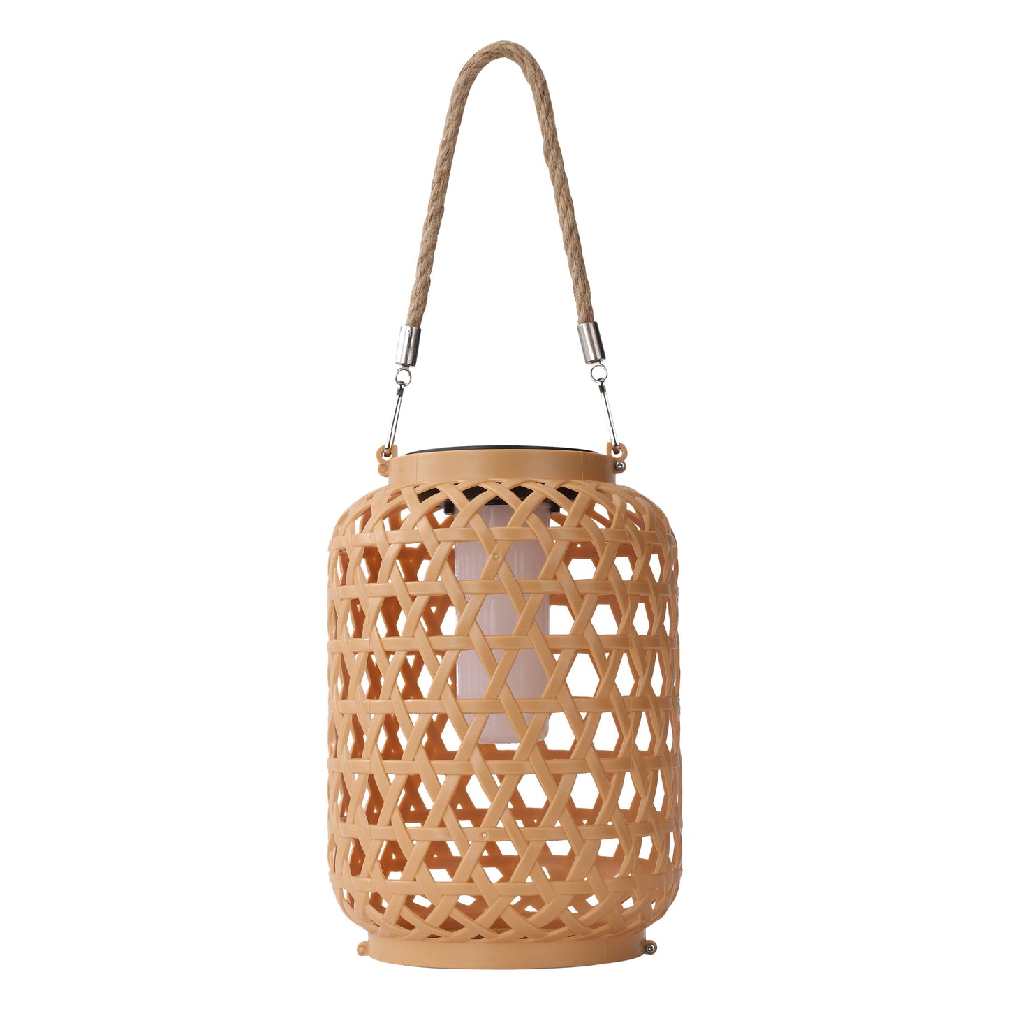 Outdoor Solar Rattan-Style LED Lantern with Handle