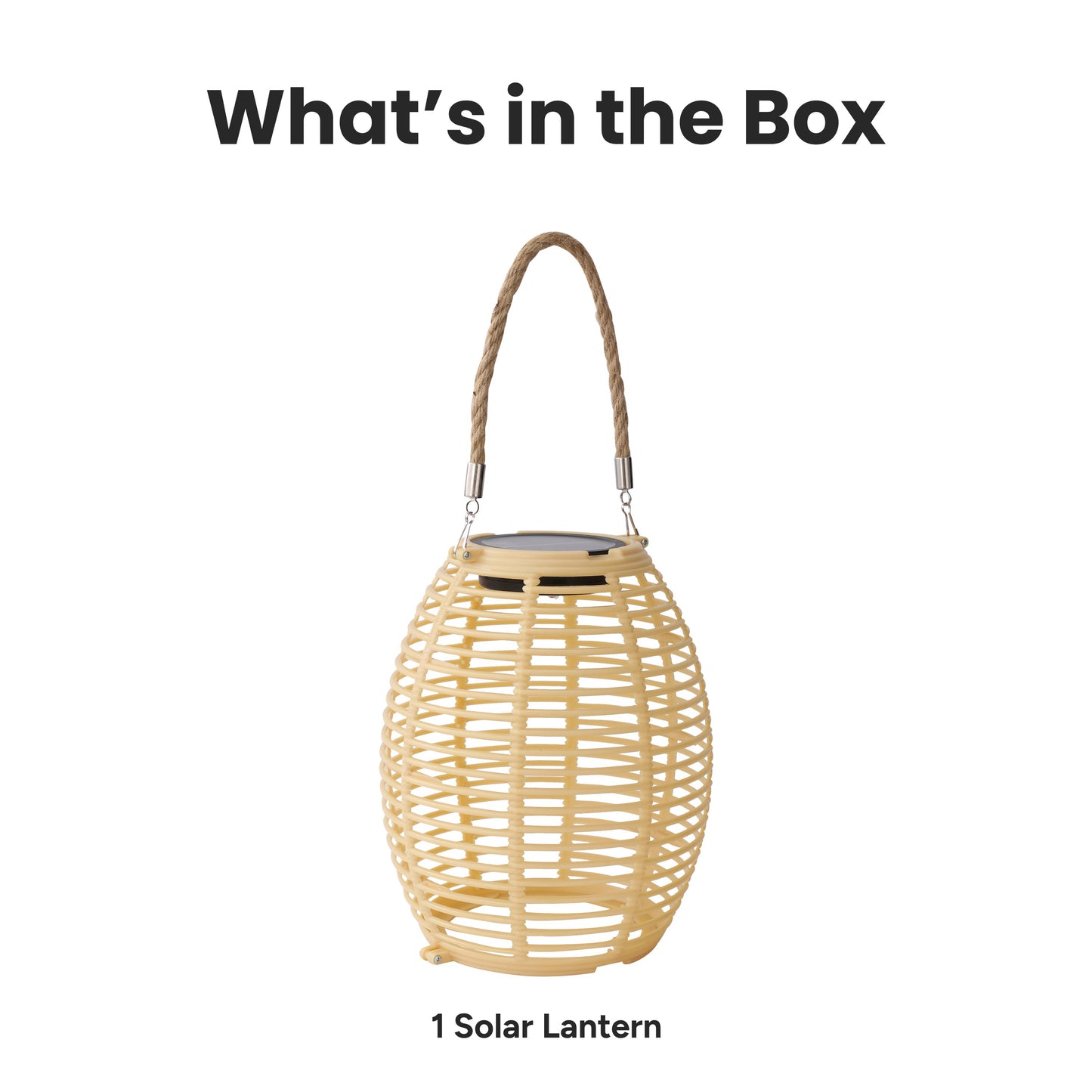 Outdoor Solar Rattan-Style Round LED Lantern with Handle