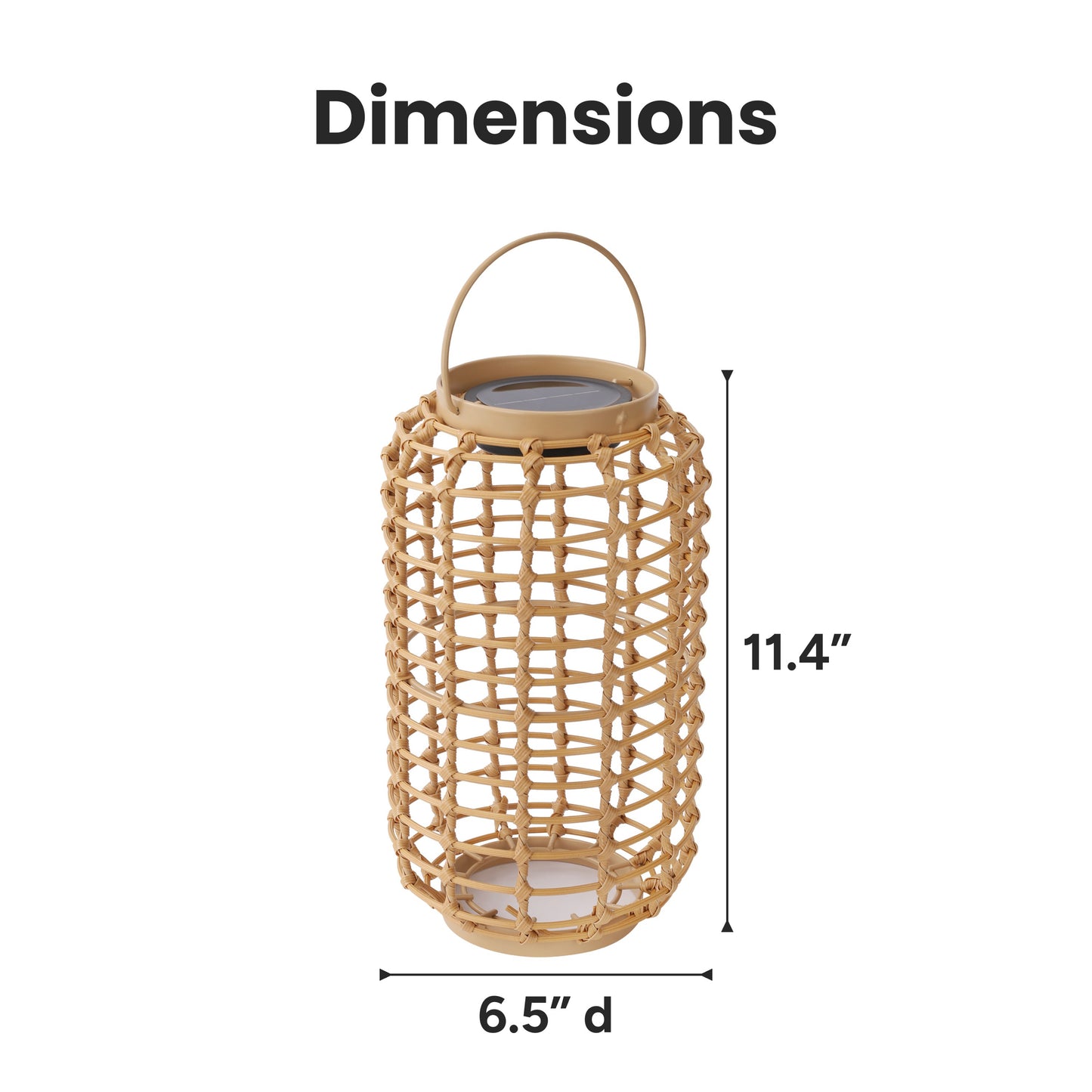 Outdoor Solar Rattan-Style Cylindrical LED Lantern with Handle