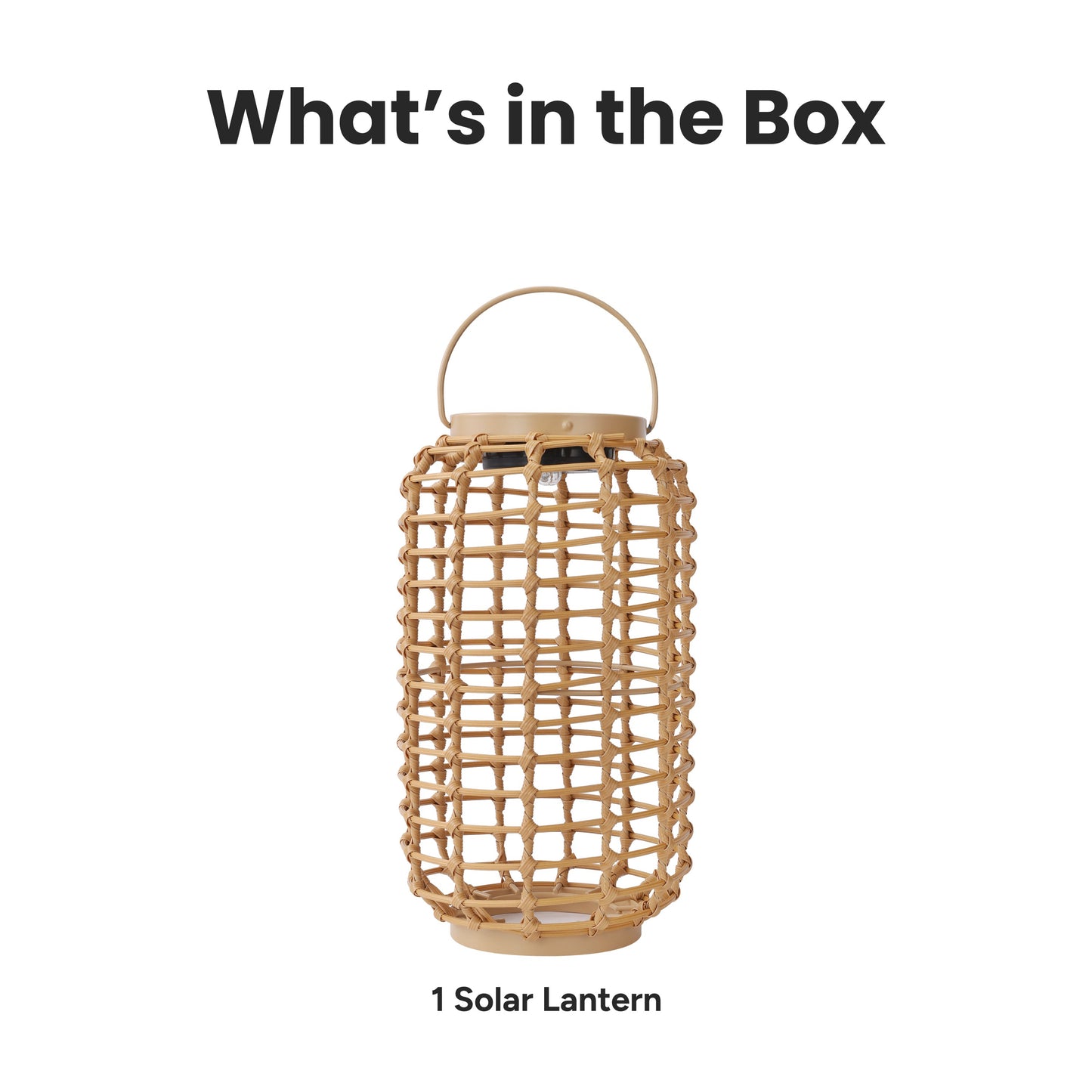 Outdoor Solar Rattan-Style Cylindrical LED Lantern with Handle
