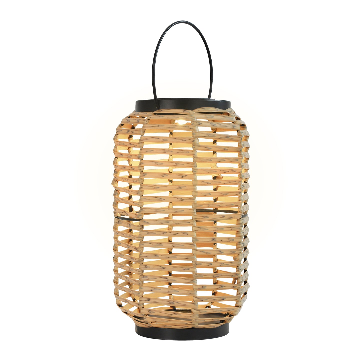 Outdoor Solar Rattan-Style Portable LED Lantern with Handle