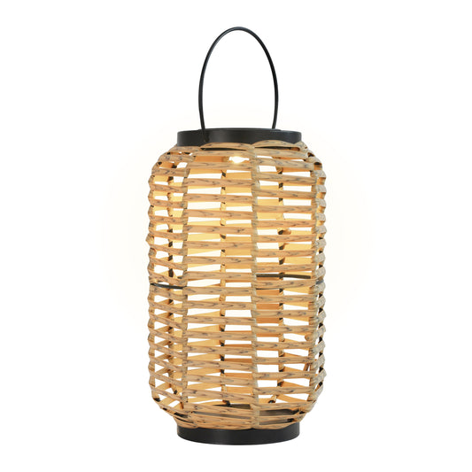 Outdoor Solar Rattan-Style Portable LED Lantern with Handle
