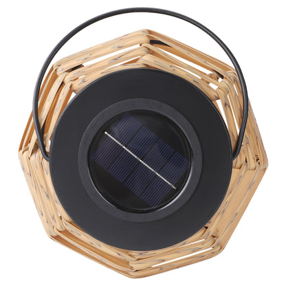 Outdoor Solar Rattan-Style Portable LED Lantern with Handle