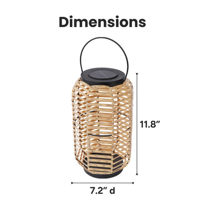 Outdoor Solar Rattan-Style Portable LED Lantern with Handle
