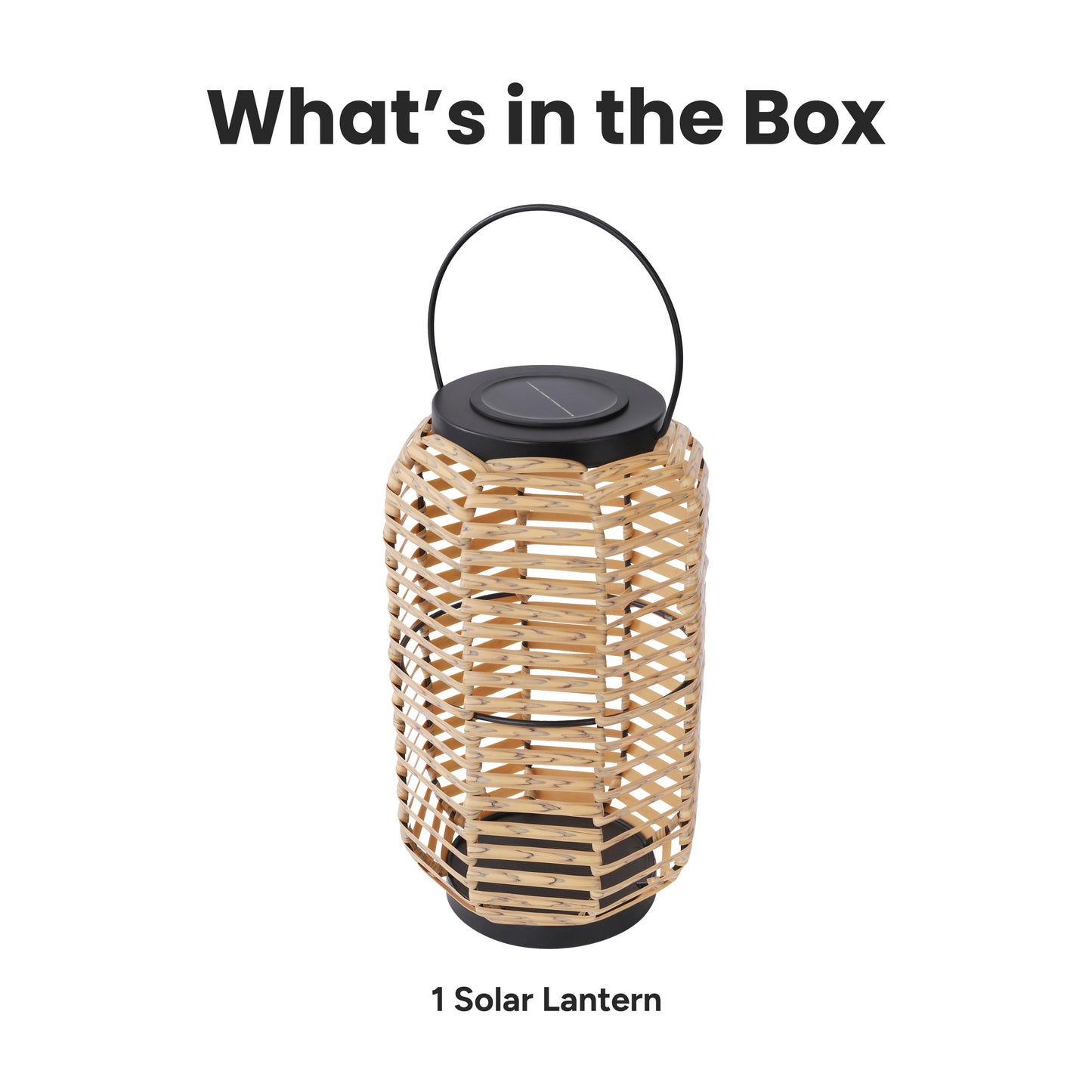 Outdoor Solar Rattan-Style Portable LED Lantern with Handle