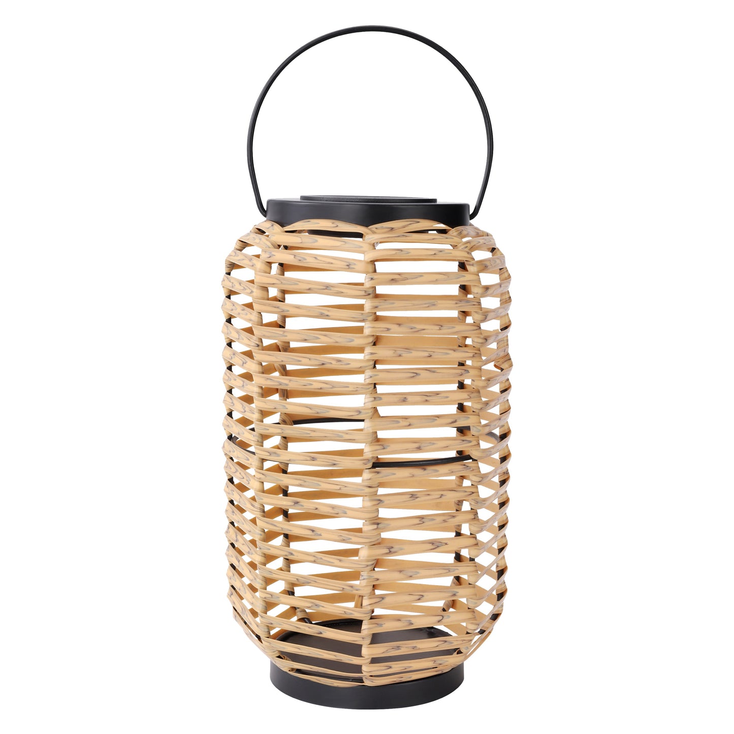 Outdoor Solar Rattan-Style Portable LED Lantern with Handle