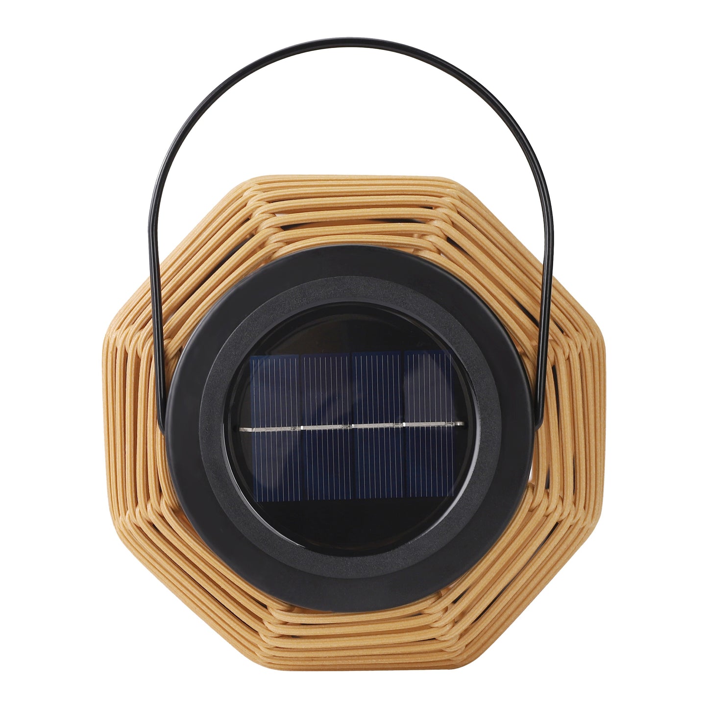 Outdoor Solar Rattan-Style Medium LED Lantern with Handle