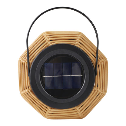 Outdoor Solar Rattan-Style Medium LED Lantern with Handle