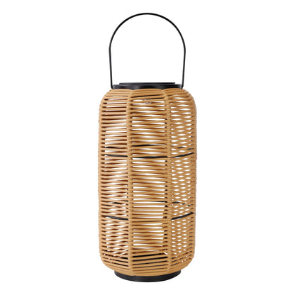 Outdoor Solar Rattan-Style Medium LED Lantern with Handle