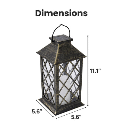 Solar Vintage Metal Candle Lantern with Metal & Glass