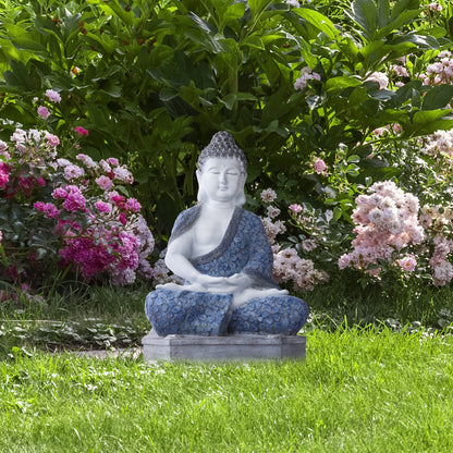 Meditating Buddha Statue with Integrated Solar Base Uplighting