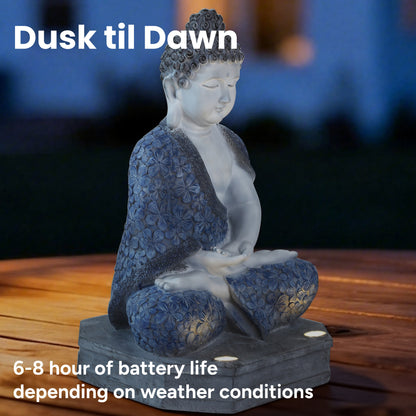 Meditating Buddha Statue with Integrated Solar Base Uplighting