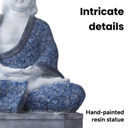 Meditating Buddha Statue with Integrated Solar Base Uplighting