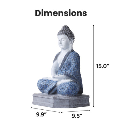 Meditating Buddha Statue with Integrated Solar Base Uplighting