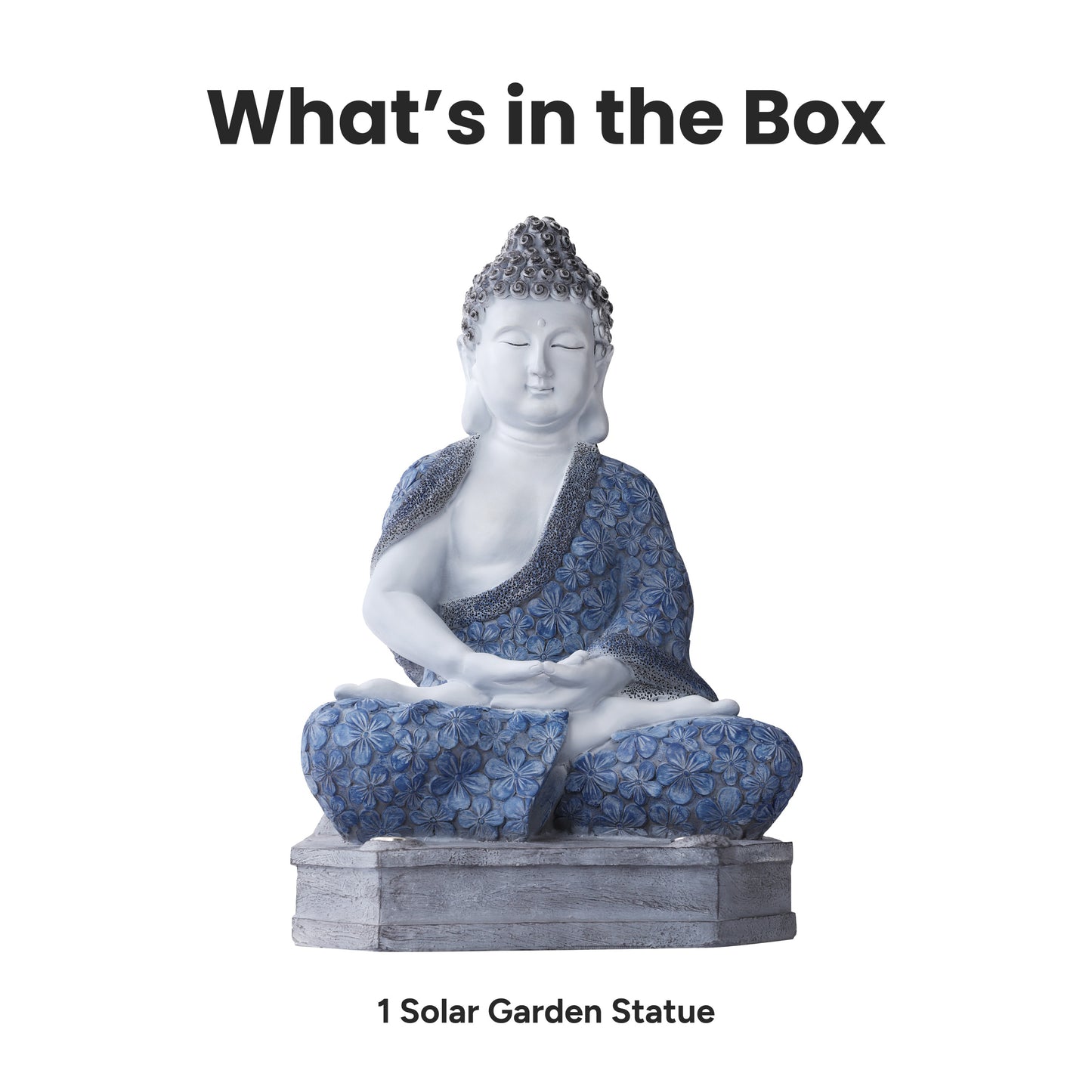 Meditating Buddha Statue with Integrated Solar Base Uplighting
