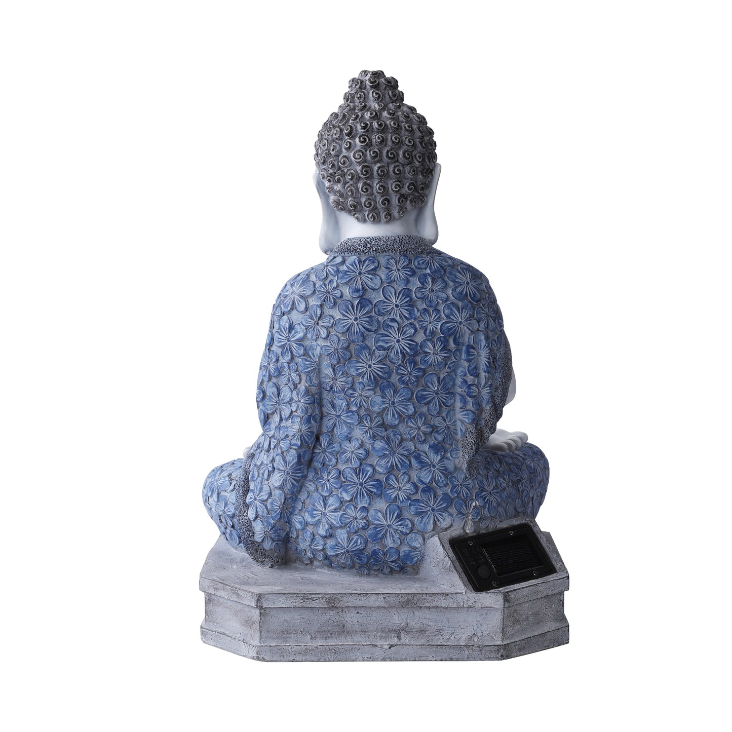 Meditating Buddha Statue with Integrated Solar Base Uplighting