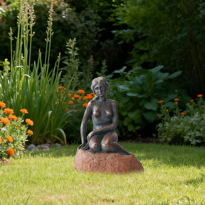 Mermaid Statue with Integrated Solar Spotlight