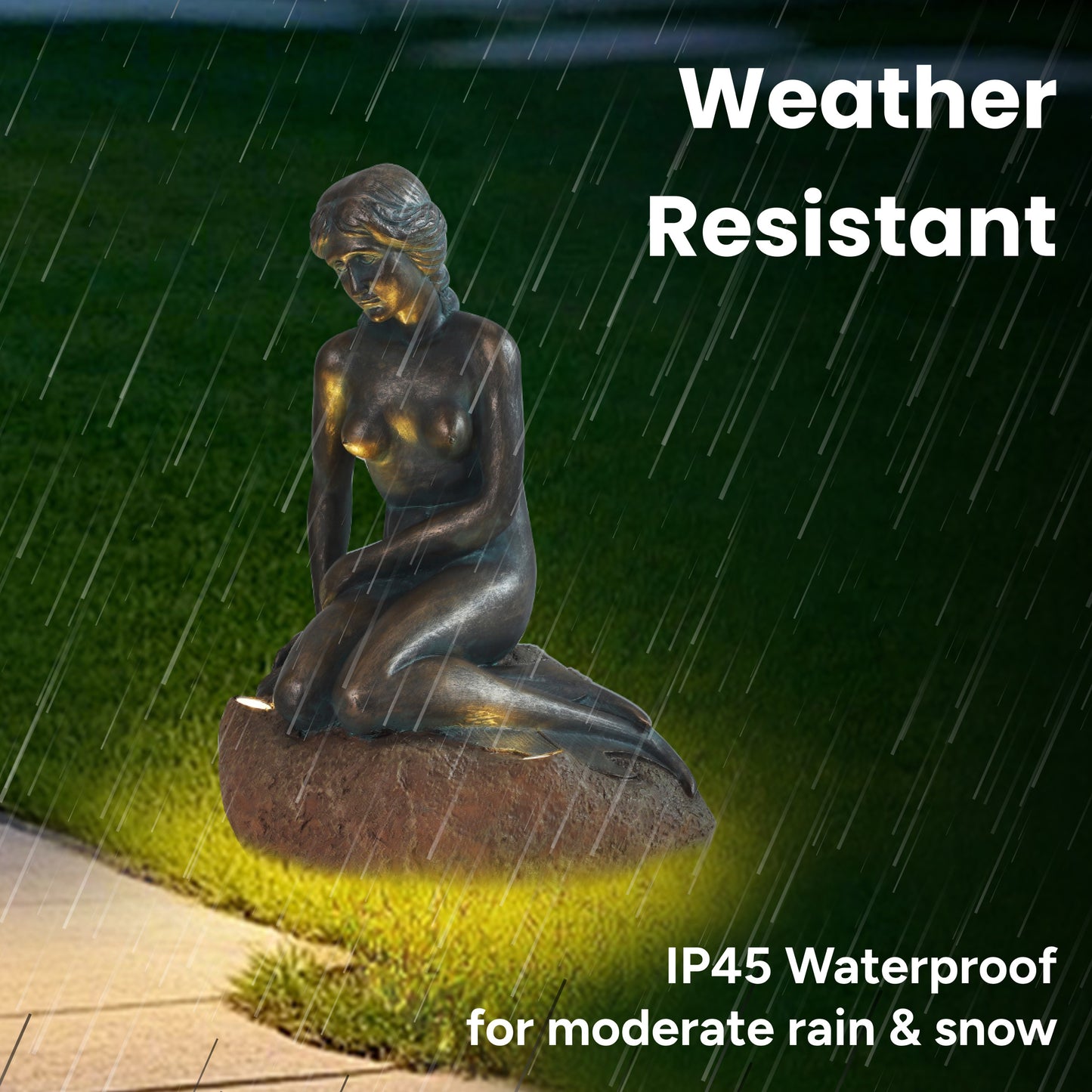 Mermaid Statue with Integrated Solar Spotlight