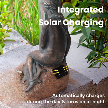 Mermaid Statue with Integrated Solar Spotlight