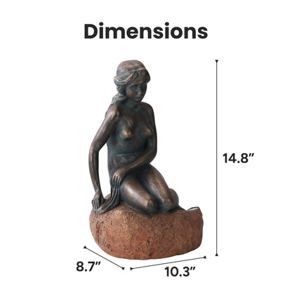 Mermaid Statue with Integrated Solar Spotlight