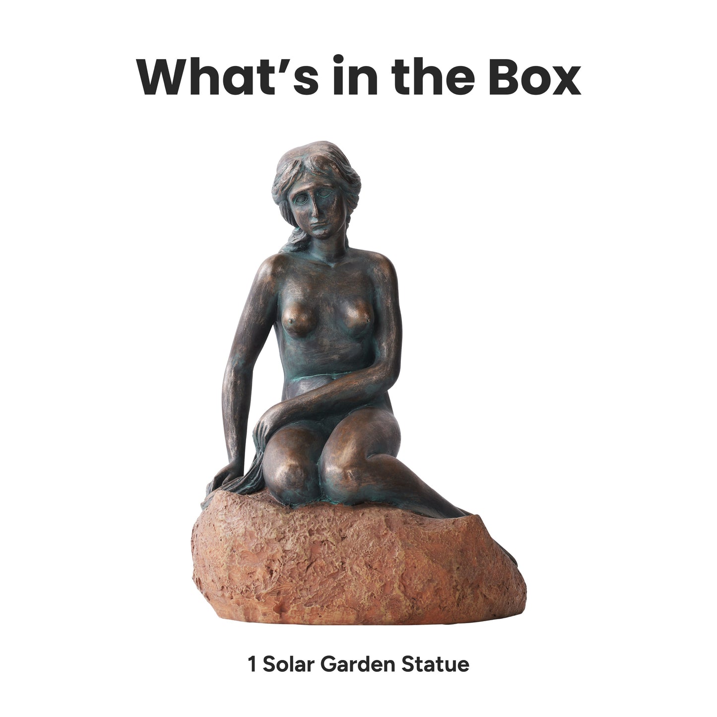 Mermaid Statue with Integrated Solar Spotlight