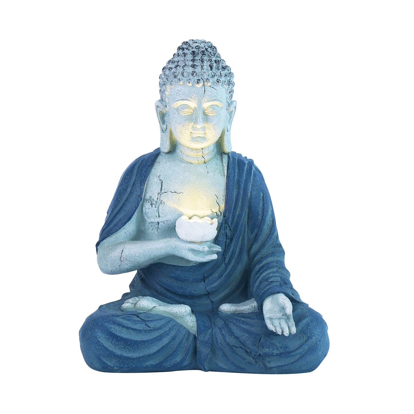 Outdoor Solar Buddha Lotus Garden Statue with Integrated LED Light