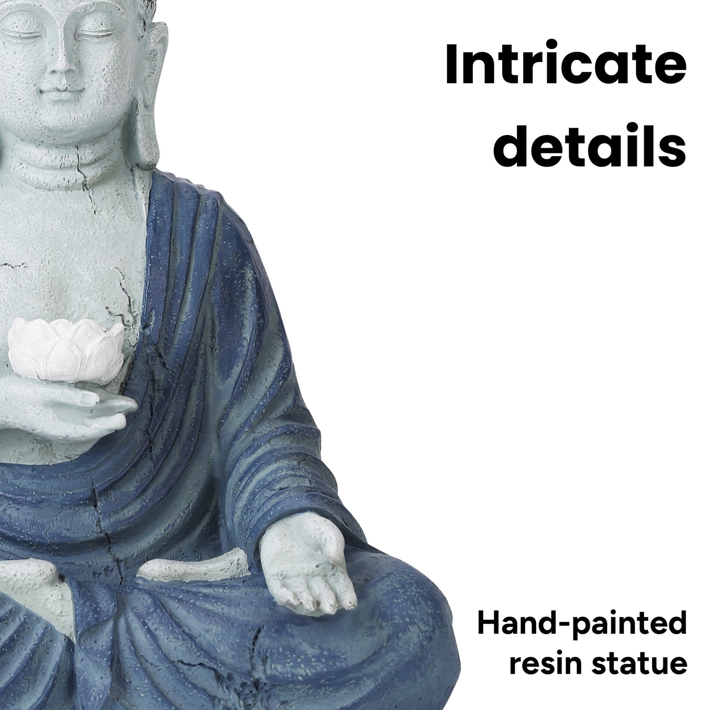 Outdoor Solar Buddha Lotus Garden Statue with Integrated LED Light