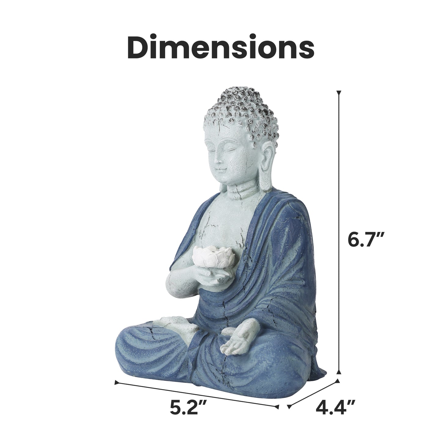 Outdoor Solar Buddha Lotus Garden Statue with Integrated LED Light