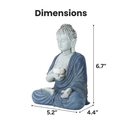 Outdoor Solar Buddha Lotus Garden Statue with Integrated LED Light