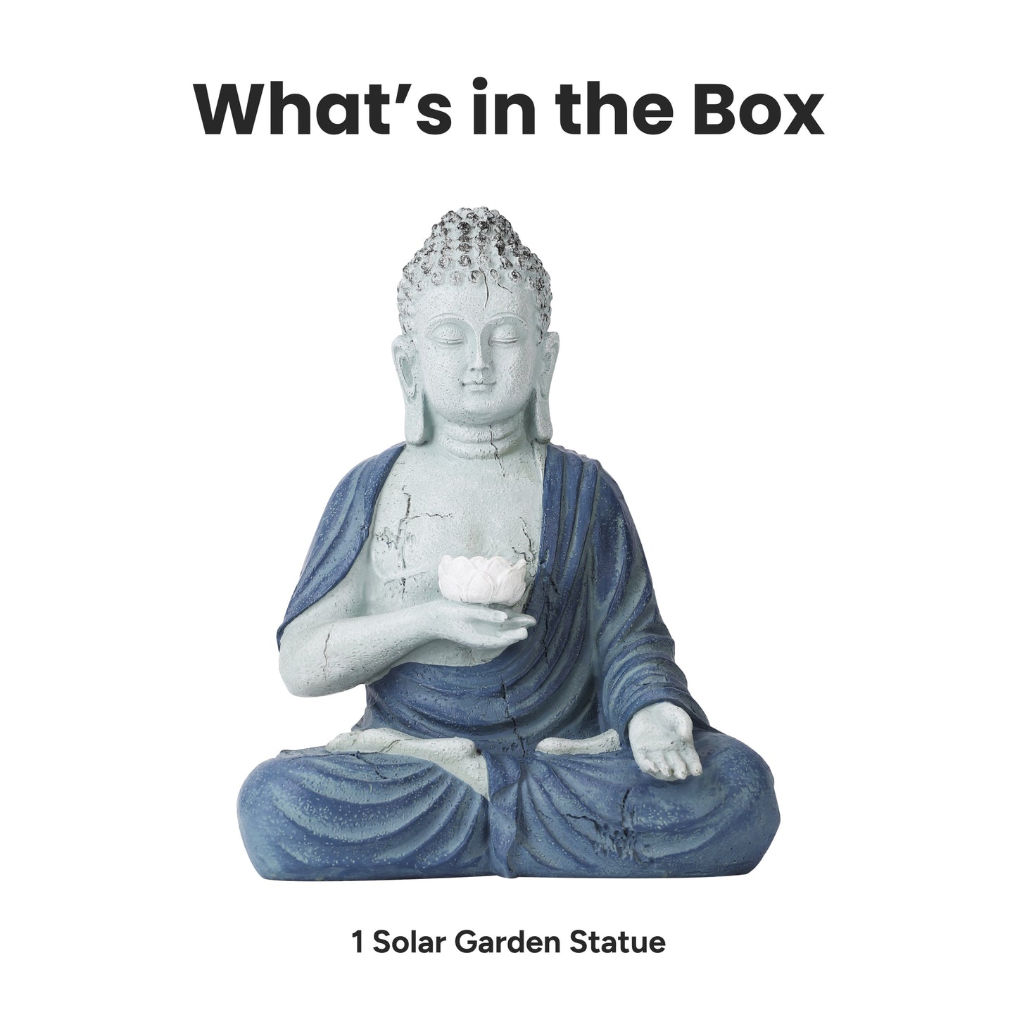 Outdoor Solar Buddha Lotus Garden Statue with Integrated LED Light