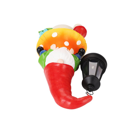 Pip Mushcap Outdoor Solar Gnome Statue with Integrated LED Lantern