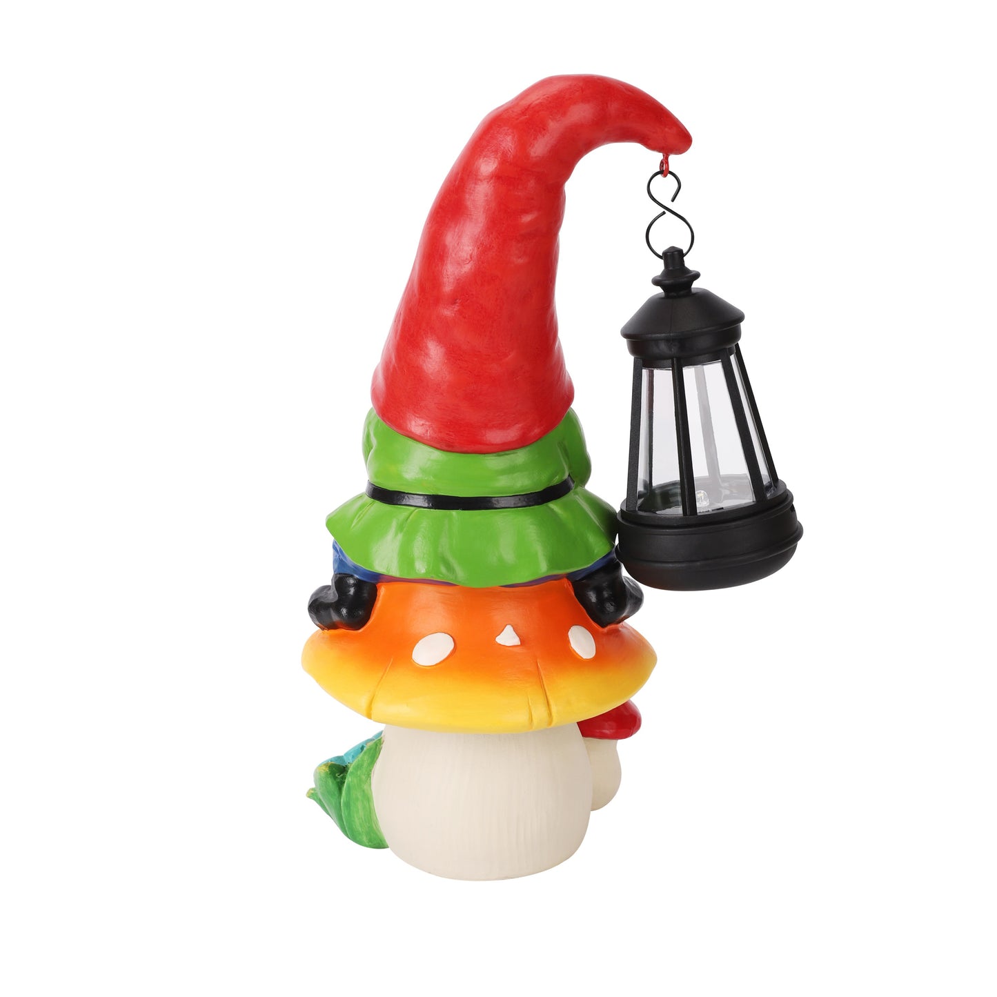 Pip Mushcap Outdoor Solar Gnome Statue with Integrated LED Lantern