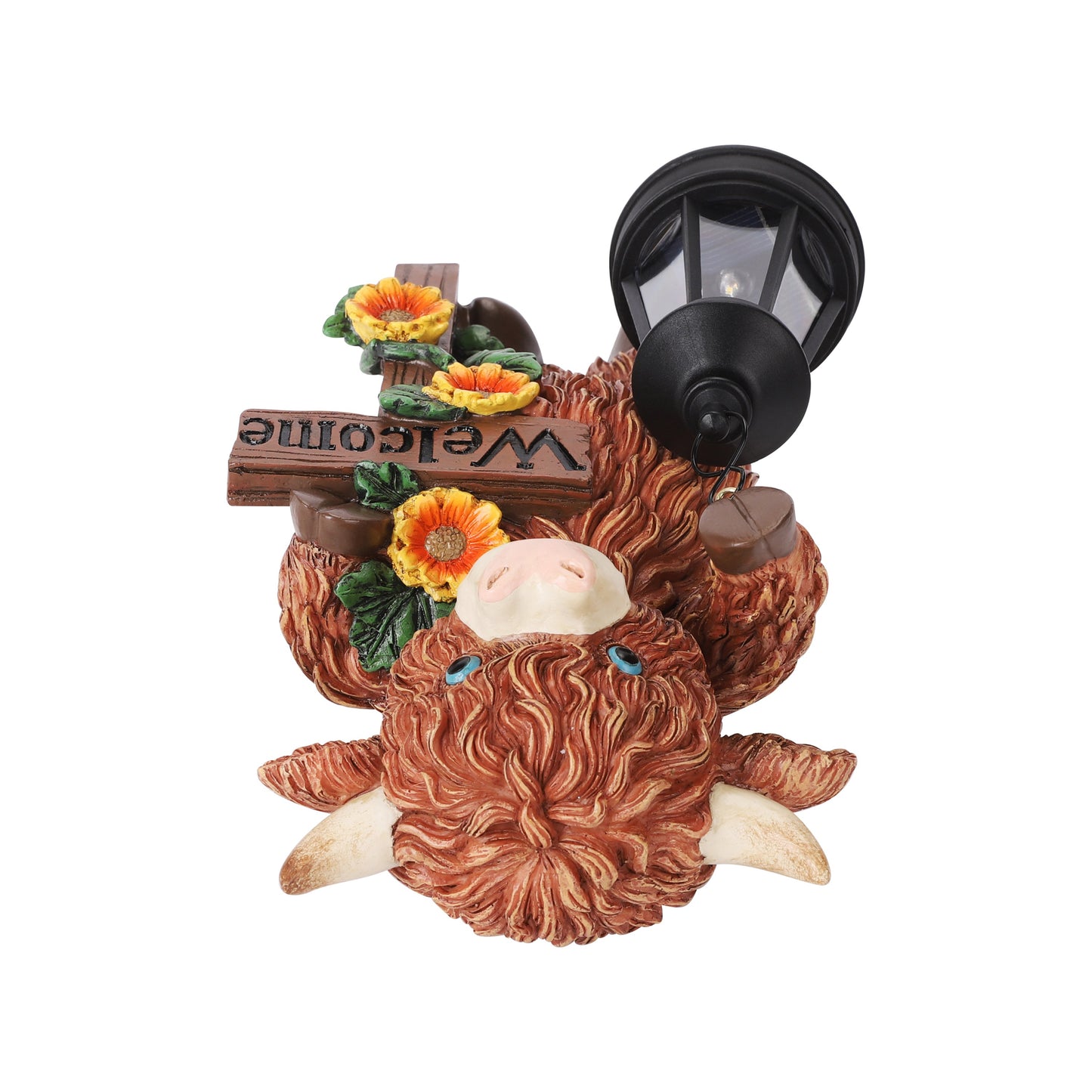 Mandy Moo Outdoor Solar Cow Garden Statue with Integrated LED Lantern