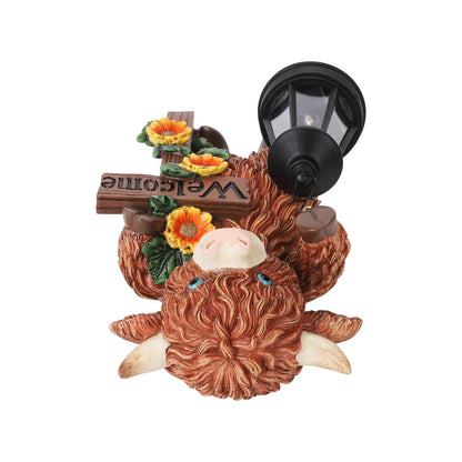 Mandy Moo Outdoor Solar Cow Garden Statue with Integrated LED Lantern
