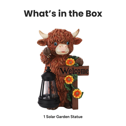 Mandy Moo Outdoor Solar Cow Garden Statue with Integrated LED Lantern