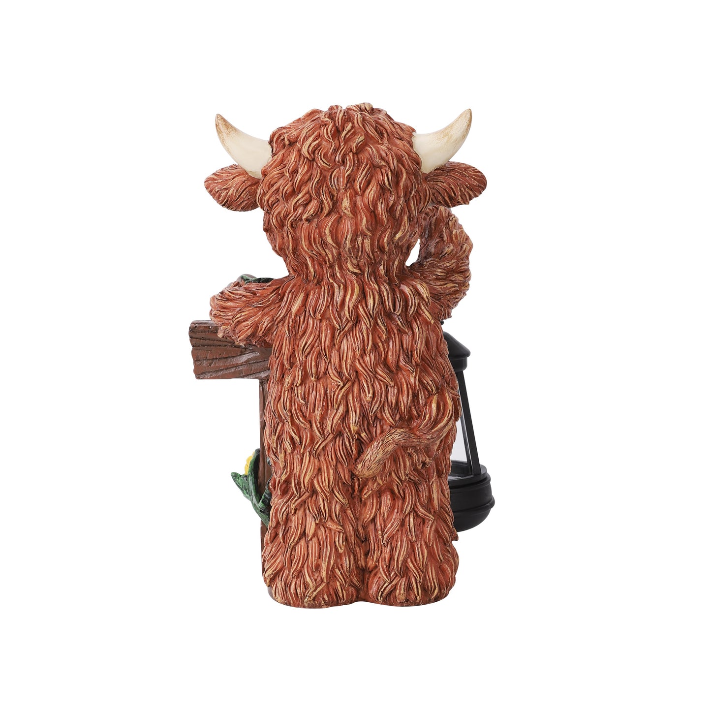 Mandy Moo Outdoor Solar Cow Garden Statue with Integrated LED Lantern