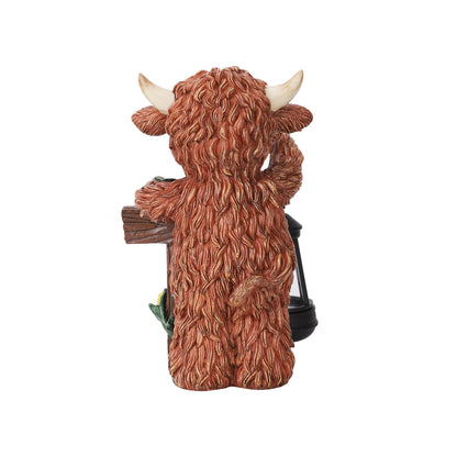 Mandy Moo Outdoor Solar Cow Garden Statue with Integrated LED Lantern