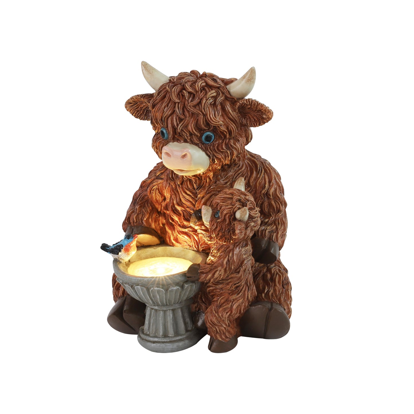 Meadow Mama & Calf Outdoor Solar Garden Statue with Integrated LED Lantern