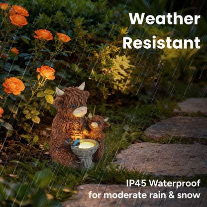 Meadow Mama & Calf Outdoor Solar Garden Statue with Integrated LED Lantern