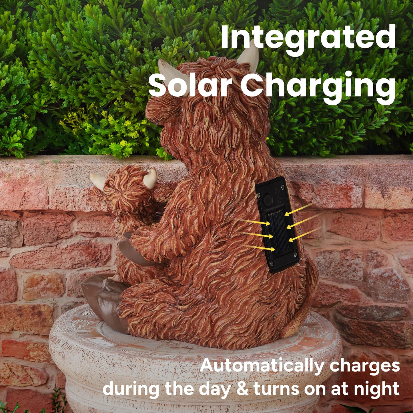 Meadow Mama & Calf Outdoor Solar Garden Statue with Integrated LED Lantern